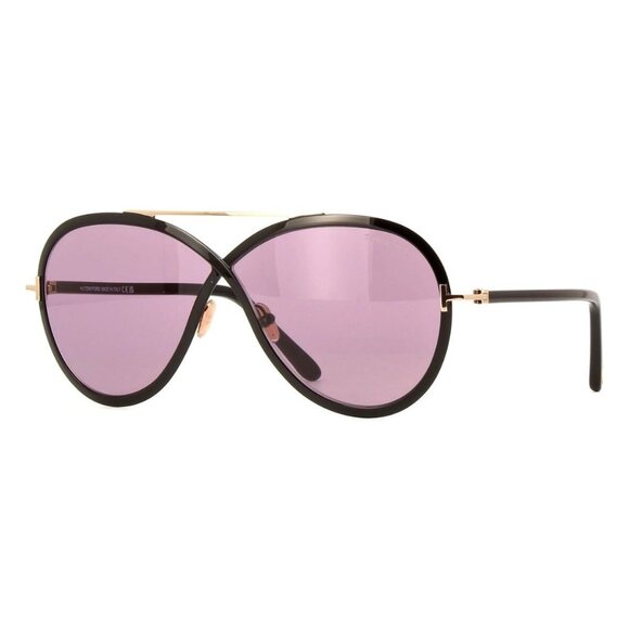 New TOM FORD Rickie Black Aviator FT1007/S 01Y Sunglasses Women - Picture 1 of 4